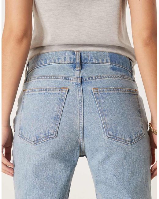 Abercrombie & Fitch Blue Ultra High Rise Raw Hem Ankle Straight Jeans