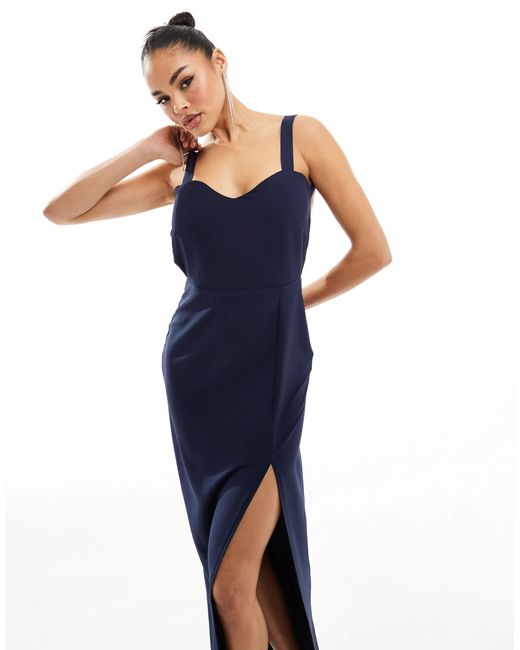 Vesper Blue Strappy Low Back Maxi Dress