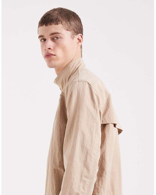 Pompeii UK Natural Pompeii 100% Nylon Ochre Technical Zip Up Harrington Jacket for men