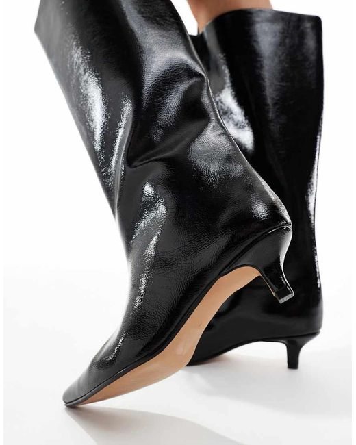 Schuh Black Dorothy Wide Fit Kitten Heel Knee Boots