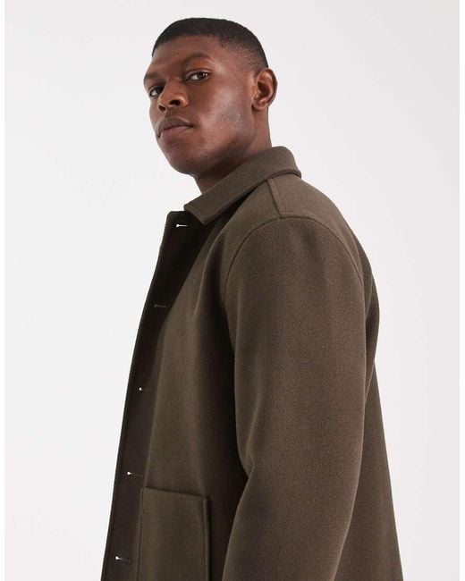 ASOS Brown Wool Look Harrington Jacket for men