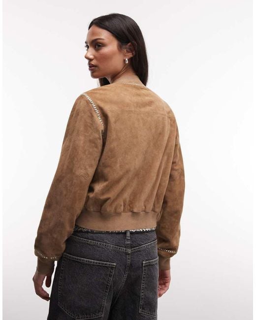 AllSaints Brown Orten Whip Suede Bomber Jacket