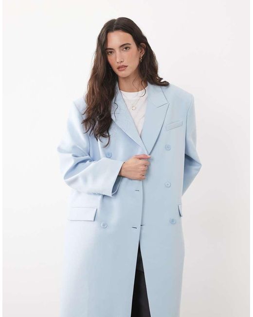 ASOS Blue Oversized Manzy Maxi Blazer