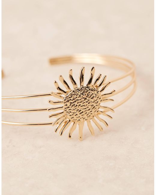 ASOS Black Asos Design Curve Arm Cuff With Enamelled Sun Design