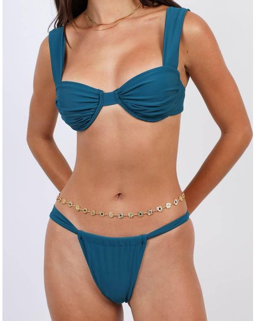 SIMMI Blue Ruched Cup Bikini Top