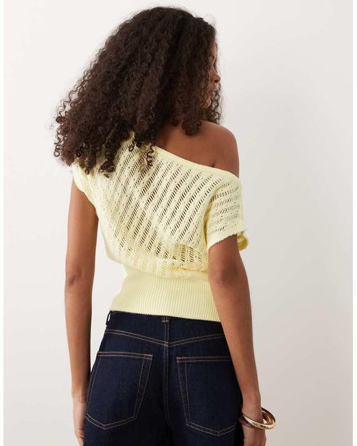 Miss Selfridge Brown Knit Off The Shoulder Top