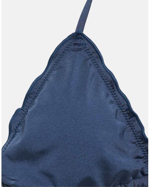 Pull&Bear Blue Ruffled Triangle Bikini Top