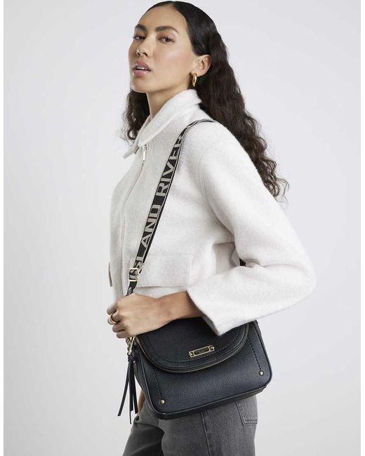 River Island White Flap Over Cross Body Bag