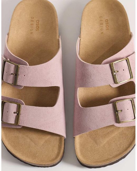 ASOS Pink Two Strap Sandals With Cork Sole for men