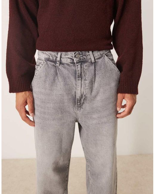 ASOS Multicolor Relaxed Tapered Pleated Jeans for men