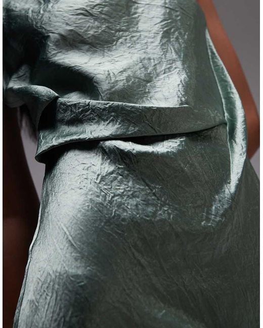 & Other Stories Gray Bias Cut Satin Midi Dress With Drape Detail