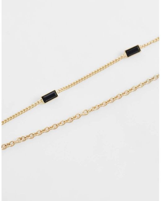 ASOS White 2 Pack Chain Necklace With Black Stone Detail for men