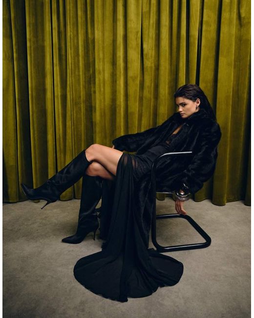 ASOS Green Longline Faux Fur Car Coat