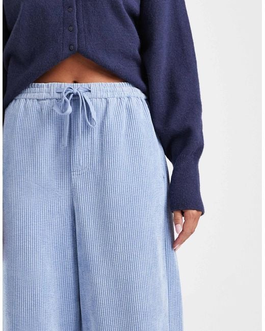 ASOS Blue Pull On Barrel Leg Cord Trousers