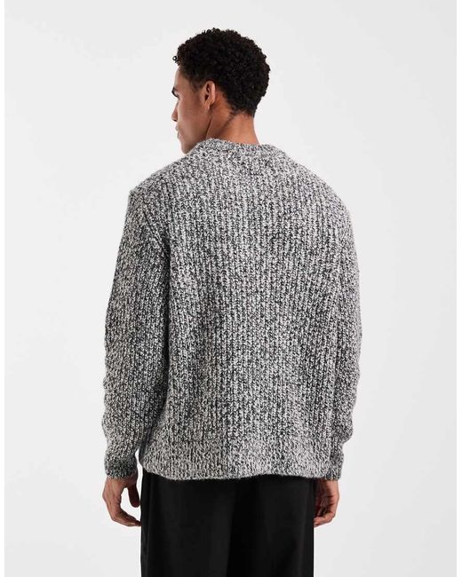 Jack & Jones Gray Twisted Yarn Jumper for men