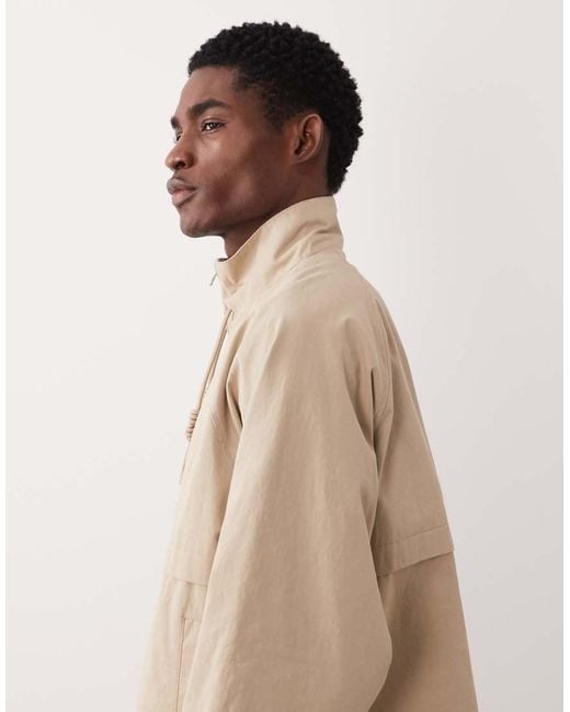 ASOS Natural Cotton Funnel Windbreaker Jacket for men
