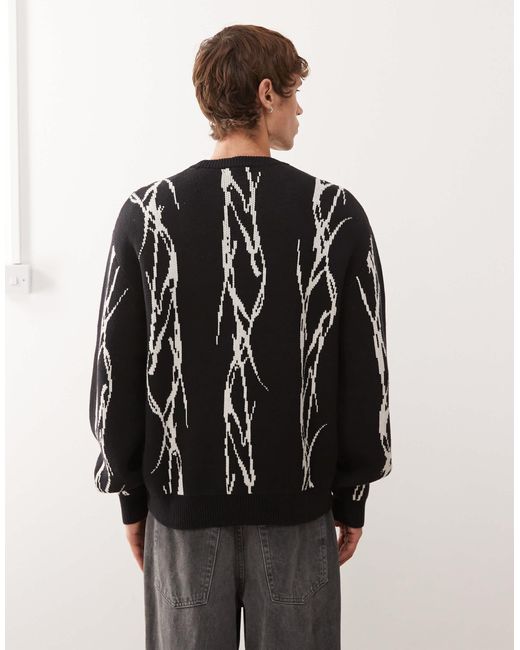 Pull oversize avec motif barbelé en jacquard Weekday pour homme en coloris Black