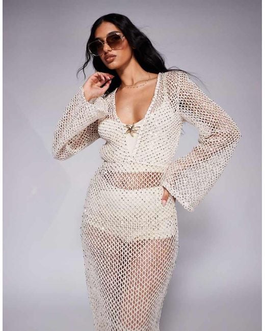 South Beach Multicolor Silver Sequin Maxi Beach Dress