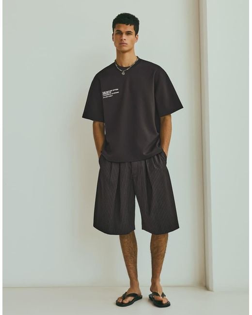 Bershka Gray Interlock Jersey Print T-Shirt for men