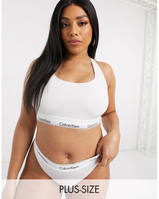 Calvin Klein Plus Size Modern Cotton Thong in White | Lyst UK