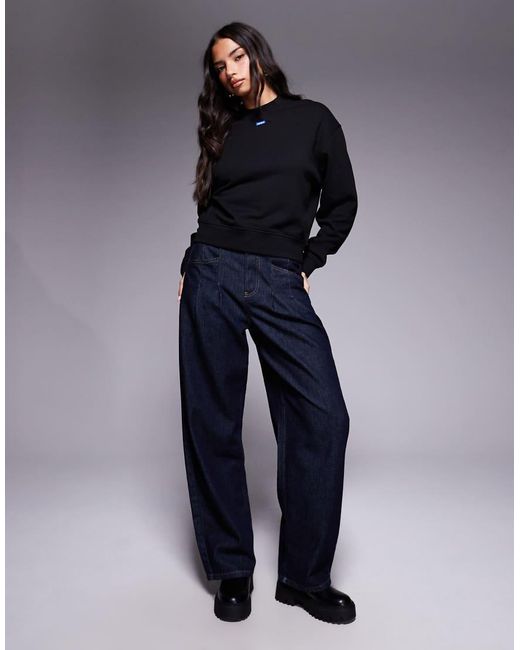 Sudadera Negra Con Logo En La Parte Central Del Pecho Delessa De HUGO de color Blue