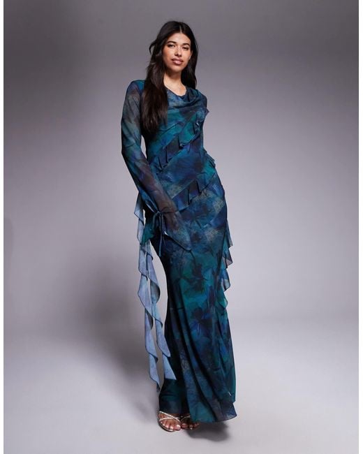 daska blue dress Chiffon Ruffle Maxi in Price: $250.00 - $295.00 Navy Blue Black Outfit Width:A (Narrow) regular fit