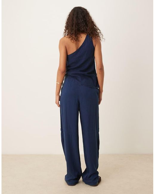 Mango Broek Met Wijde Pijpen En Halfhoge Taille in het Blue