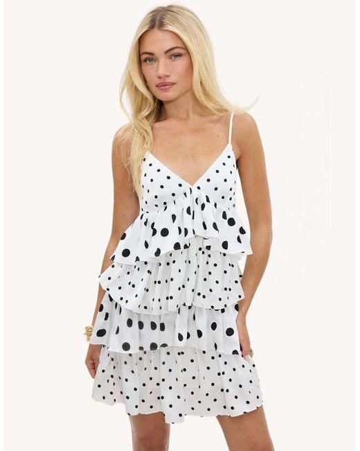 Loavies White Starlit Shores Mini Dress With Polka Dots
