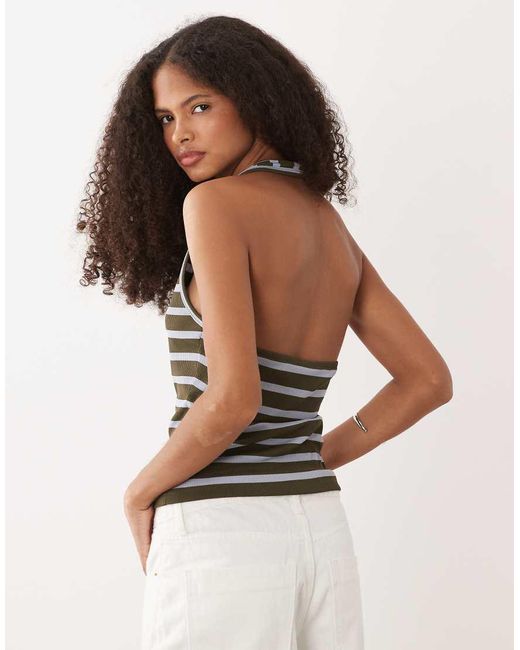 ASOS Multicolor Halter Top With Contrast Binding
