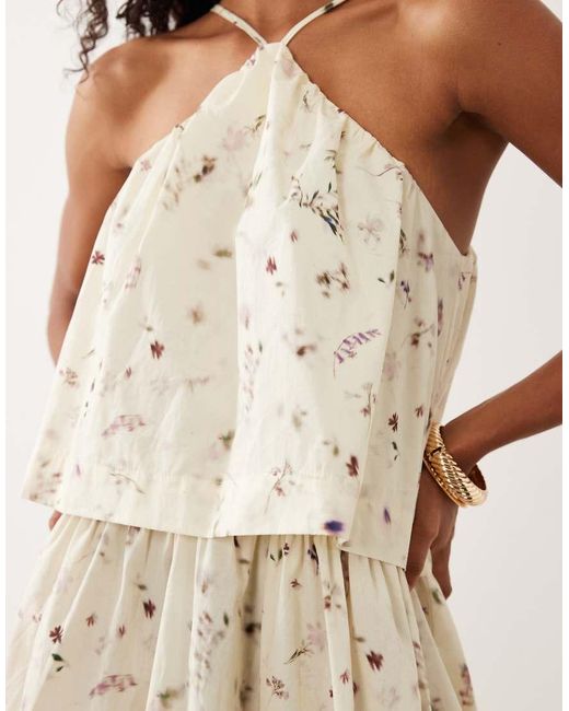 ASOS Natural Halter Double Layer Maxi Dress