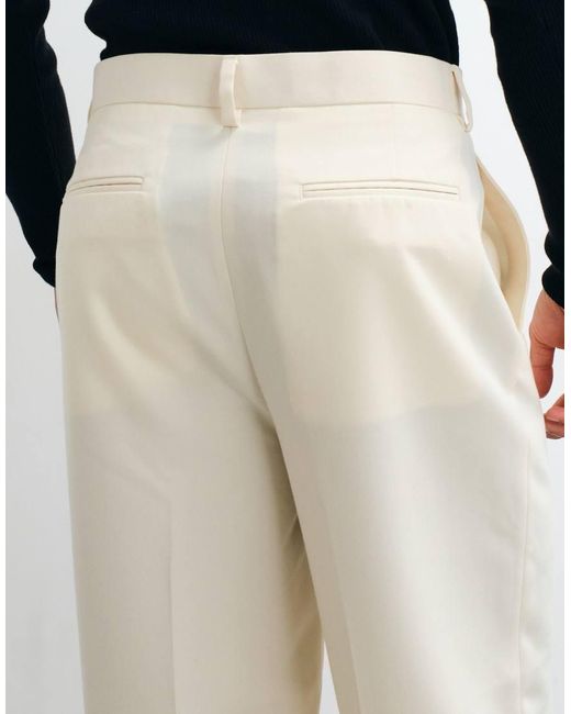 ASOS White Smart Pleated Relaxed Tapered Trousers for men