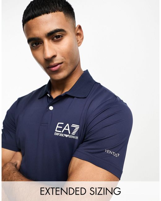 EA7 Activewear Short Sleeve Polo Shirt in Blue for Men | Lyst