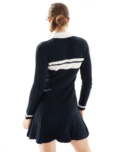 Miss Selfridge Blue Stripe Detail Polo Dress
