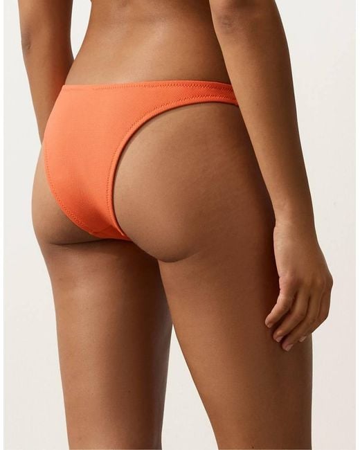 Oysho Orange Piqué Medium-coverage U-cut Bikini Briefs