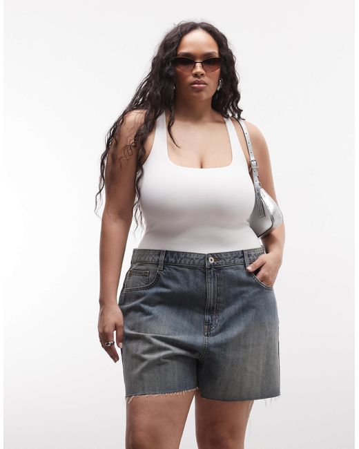 Collusion Blue Plus Raw Hem Mom Short