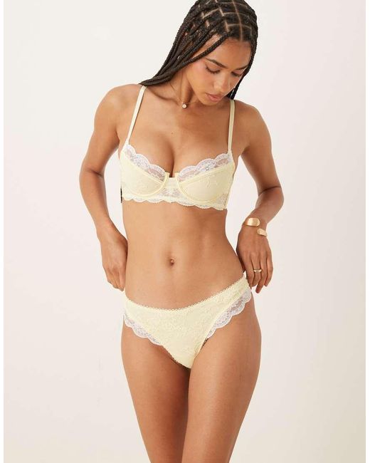 KAT THE LABEL Yellow Arabella Lace Thong