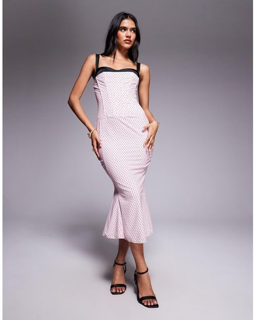 Oh Polly Purple Valentina Corset Midi Dress