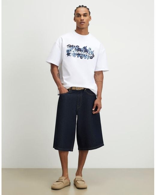 River Island White Oversized Cotton Floral Luminis T-Shirt for men
