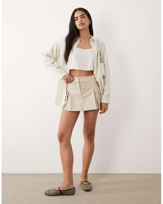 ASOS Natural Oversized Shirt With Bralet