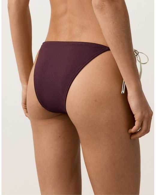 Oysho Brown Medium-Coverage Tie Bikini Briefs