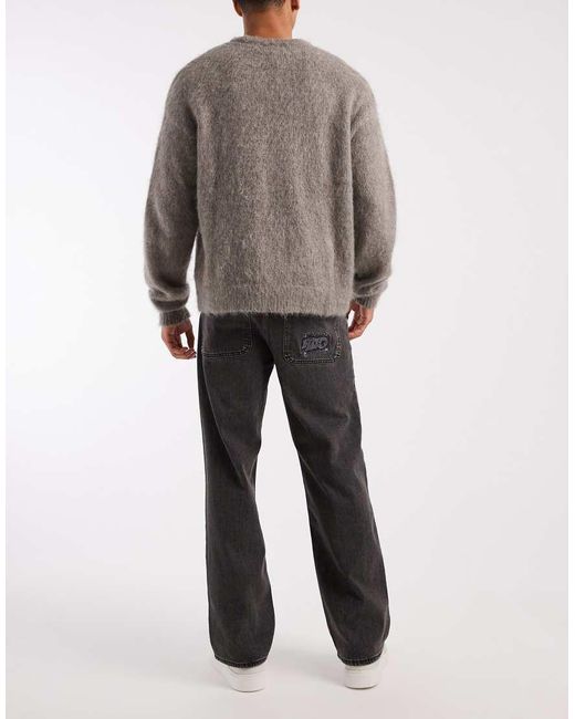 Hollister Gray Embroidered Pocket baggy Jeans for men