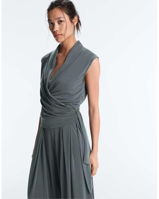 Oysho Gray Modal Blend Sleeveless Crossover T-shirt