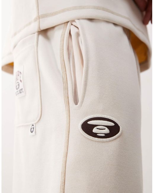 Aape By A Bathing Ape Natural Aape By A Bathing Ape Reversible Logo Sweatshirt Fabric Shorts for men