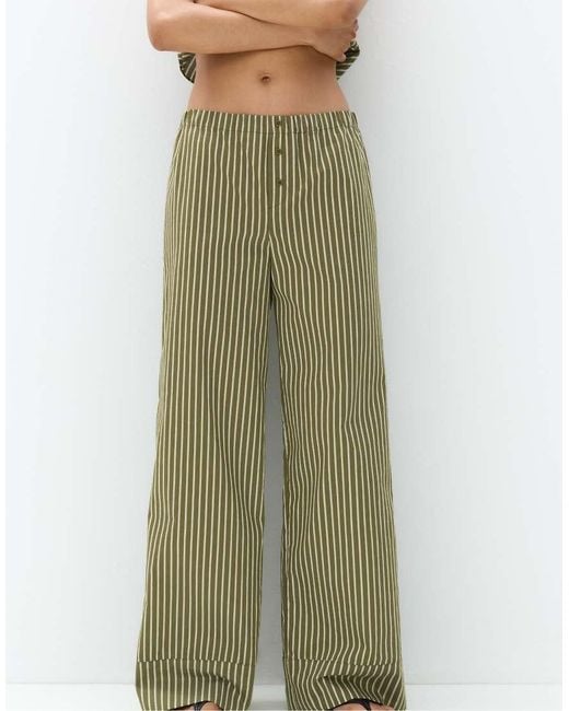Pull&Bear Green Striped Pyjama Bottoms