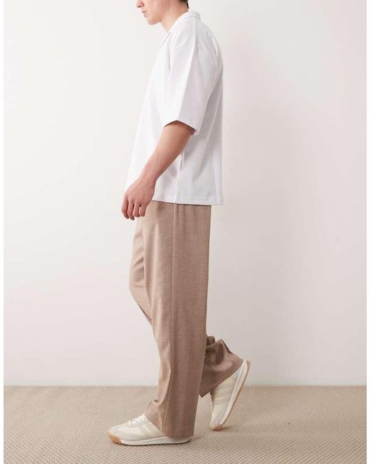ASOS White Wide Leg Pleated Dress Pants for men