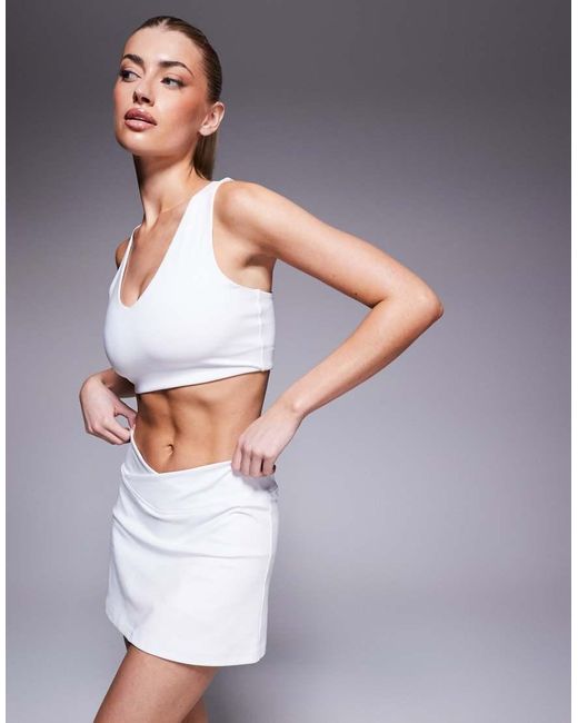 4505 Gray Wrap Waist Tennis Skirt With Under Short And Phone Pocket