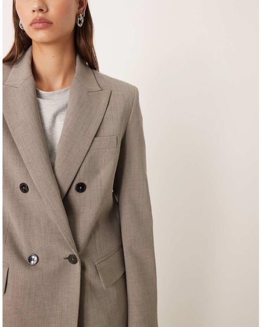 Mango Brown Puglia Tailored Double Breasted Blazer