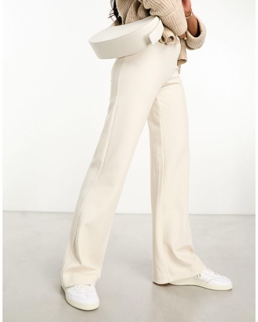 ASOS Natural Wide Leg Heavyweight Rib Trouser