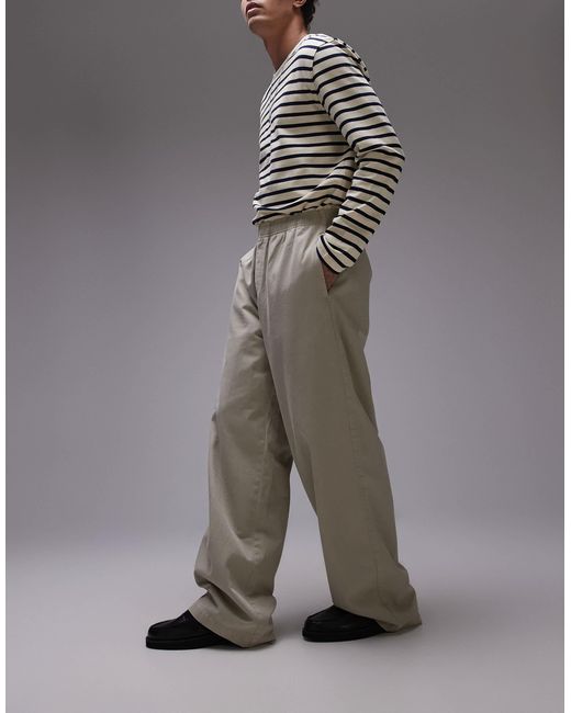 Topman – baggy fit hose aus twill in Gray für Herren