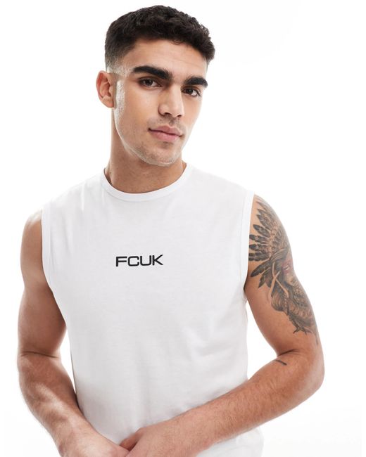 French Connection White French Connection Fcuk Sleeveless Singlet for men